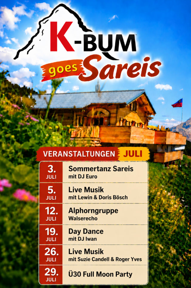 Veranstaltungen JULI Bergrestaurant Sareis